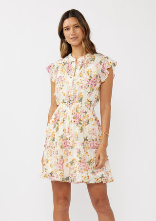 Floral Flutter Sleeve Smocked Mini Dress