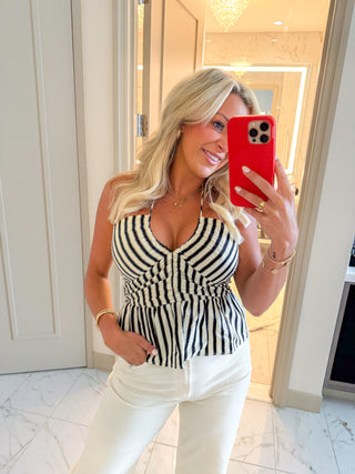Aeries Halter Top (Black/White)