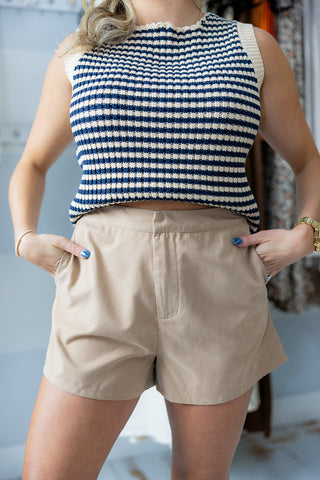 PAST MIDNIGHT ELASTIC SHORTS (CAMEL)