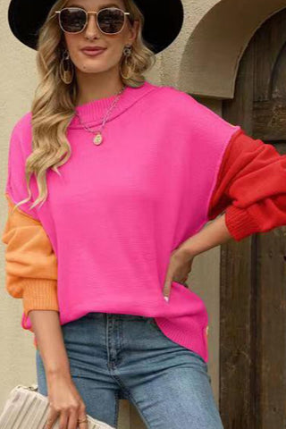 Color Block Sweater (Pink Multi)