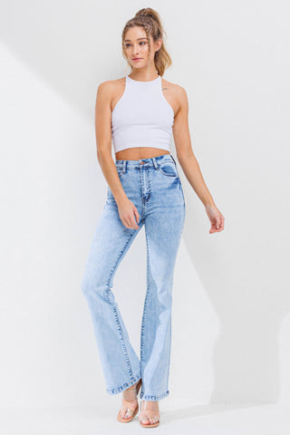 HIGH WAISTED FLARE JEANS (Light Stone)