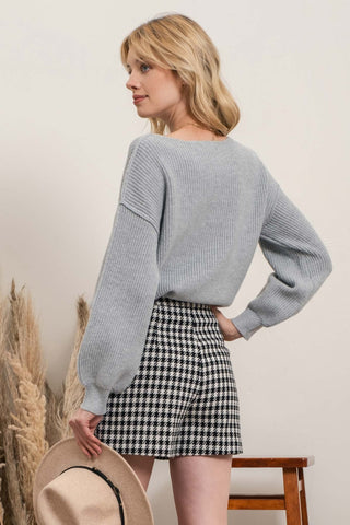 BALLOON SLEEVE PULLOVER (GREY)