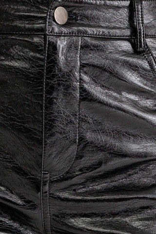 SHINY GLOSS FAUX LEATHER PANTS - BLACK