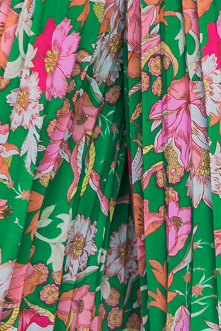 Floral Print Wide Leg Pant (Green)