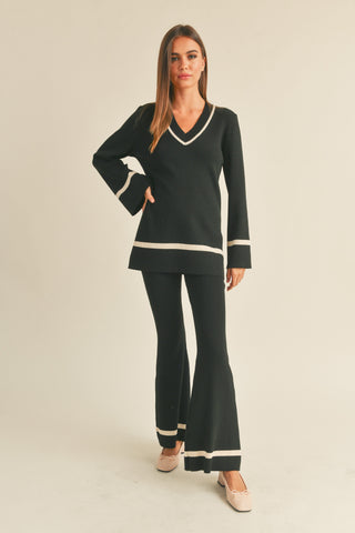 V-NECK SWEATER TUNIC TOP