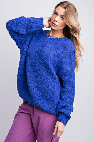 LOOSE FIT SOLID SWEATER (ROYAL BLUE)