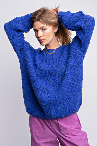LOOSE FIT SOLID SWEATER (ROYAL BLUE)