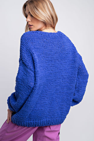LOOSE FIT SOLID SWEATER (ROYAL BLUE)