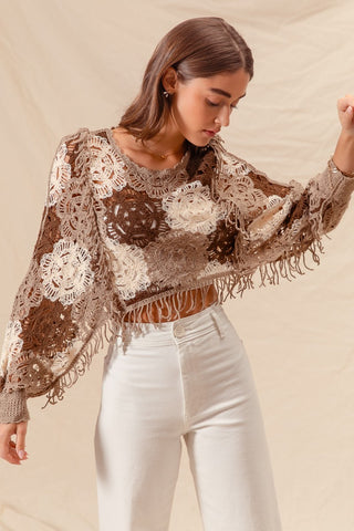 FLOWER CROCHET LACE TOP