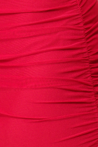 Diagonal High waisted Skirt Set (Red)