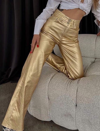 Metallic Flare Pants (Gold)