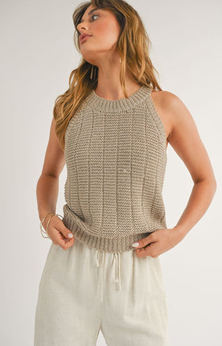 Savannah Halter Sweater (Gold) - SADIE SAGE