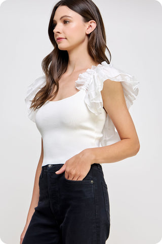 BACK TIE (WHITE) ORGANZA TOP