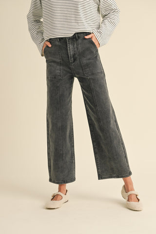 PANELED STRETCH PANTS (BLACK)