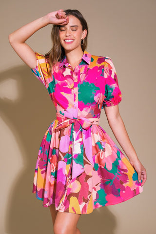 Spring Blossom Button-Up Dress