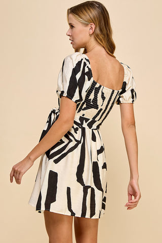 Abstract Print Wrap Around Dress