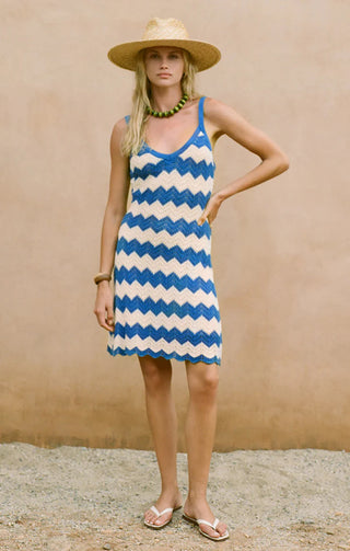 ALLURE STRIPE CROCHET MINI DRESS (ROYAL BLUE) -  Z SUPPLY