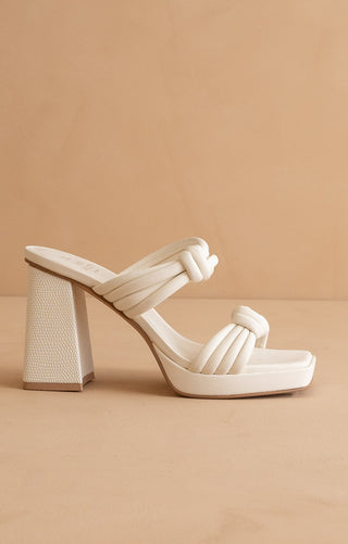 The Faith - Knotted Snakeprint Heels (White)