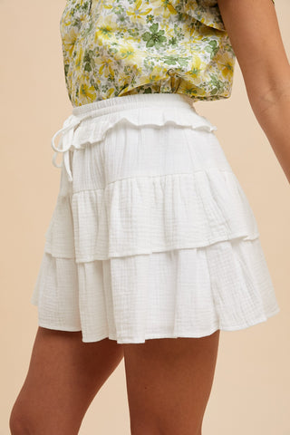 (LARGE) Summerland Ruffle Skort (WHITE)