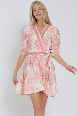 Rosewood Toile Wrap Dress