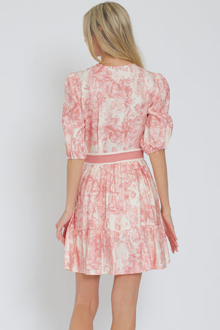Rosewood Toile Wrap Dress