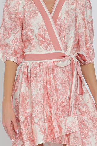 Rosewood Toile Wrap Dress
