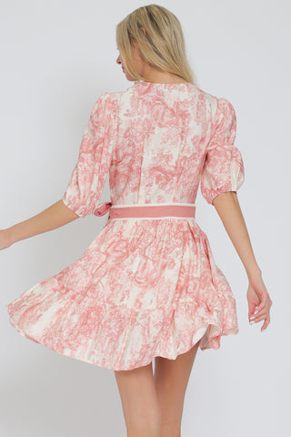 Rosewood Toile Wrap Dress