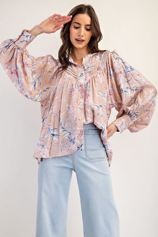 FLORAL PLEATED TOP (PASTEL)