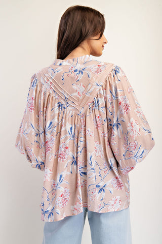 FLORAL PLEATED TOP (PASTEL)