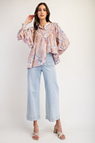 FLORAL PLEATED TOP (PASTEL)