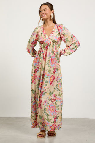 FLORAL LONG SLEEVE MAXI DRESS
