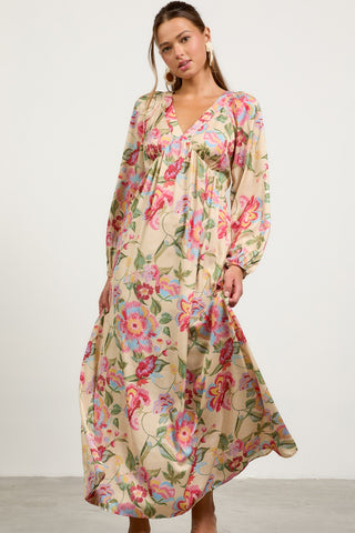 FLORAL LONG SLEEVE MAXI DRESS