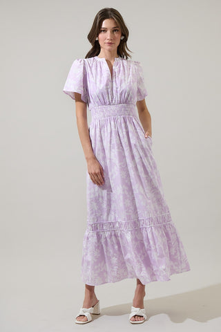 Emme Smocked Maxi Dress (Lavender)