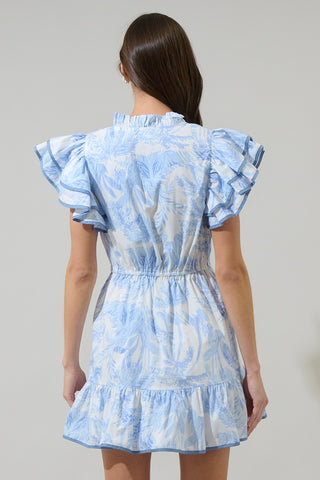 Poly Floral Alina Ruffle Shift Mini Dress