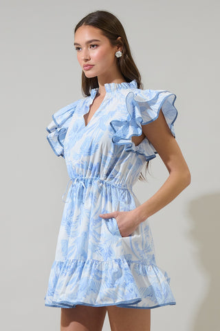 Poly Floral Alina Ruffle Shift Mini Dress