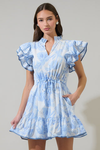 Poly Floral Alina Ruffle Shift Mini Dress