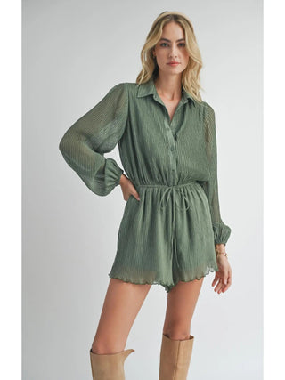 GATHERING BUTTON UP ROMPER -Sadie & Sage