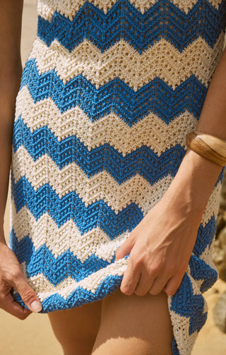 ALLURE STRIPE CROCHET MINI DRESS (ROYAL BLUE) -  Z SUPPLY