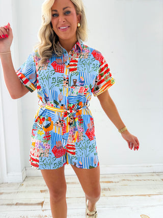 COMBISHORT CLEMIRE MARCHE BLEU ROMPER