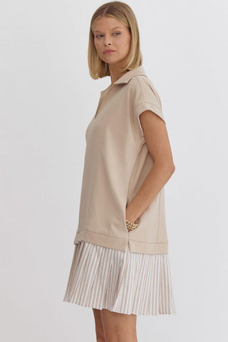 Collared Short Sleeve (Taupe) Dress
