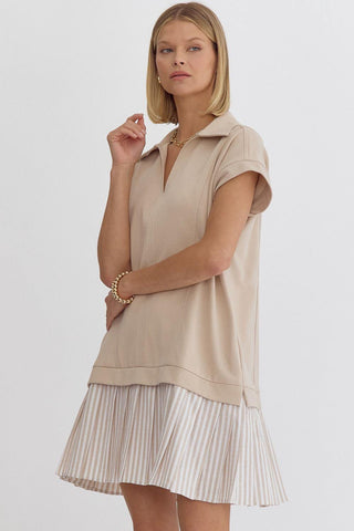Collared Short Sleeve (Taupe) Dress
