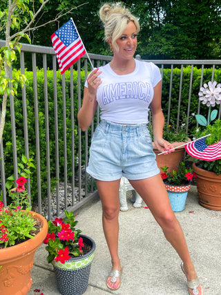 America (White) Baby Tee