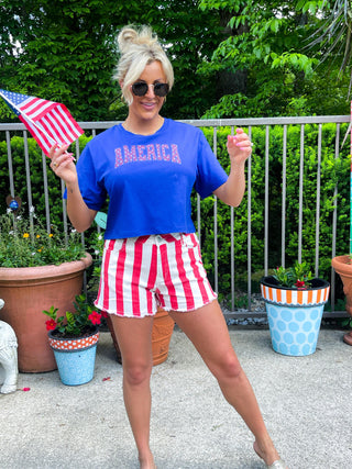 America (Royal Blue) Boxy Crop Tee