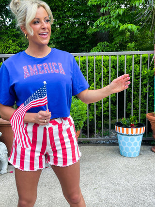 America (Royal Blue) Boxy Crop Tee