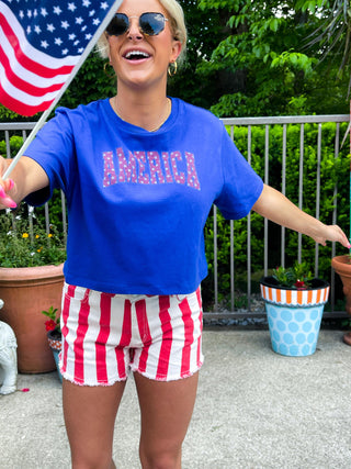 America (Royal Blue) Boxy Crop Tee