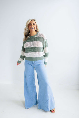 BROADBEACH STRIPE SWEATER (PALM GREEN) - Z SUPPLY