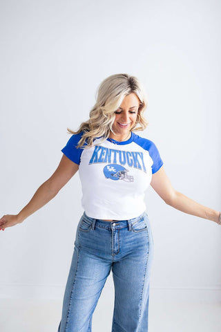 Micro Rib Raglan (Royal/White) Tee