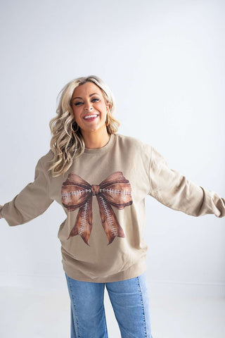 Football Bow (Sand) Vintage Sweatshirt