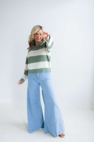 BROADBEACH STRIPE SWEATER (PALM GREEN) - Z SUPPLY