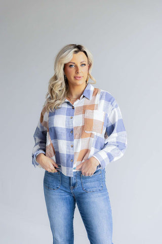 Gingham Plaid Cropped Flannel